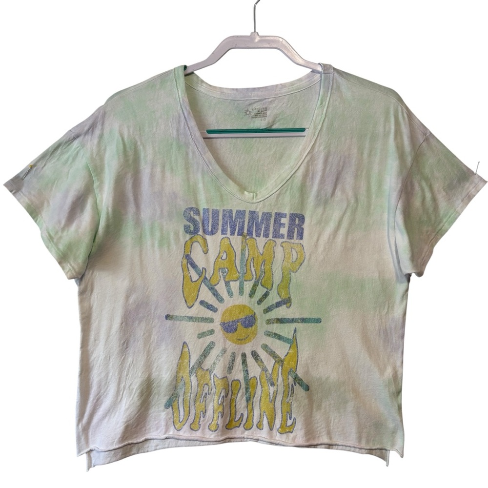 Offline by Aerie Cropped T-shirt with a "Summer Camp Offline" graphic Tie-dye M